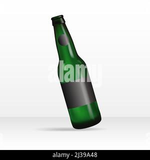 Maquette de bouteille de bière verte isolée. Illustration vectorielle Illustration de Vecteur