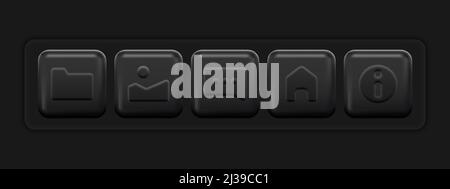 3D icônes de base. Ensemble noir d'application. Illustration vectorielle Illustration de Vecteur