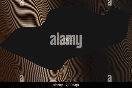 Modèle abstrait déformé or horizontal rayures arrière-plan. Motif de lignes ondulées, courbes et courbes vectorielles. Un tout nouveau style pour votre entreprise Illustration de Vecteur