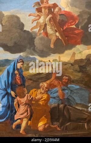 Tableau intitulé "le retour de la Sainte famille d'Égypte" par Nicolas Poussin daté de 1628 Banque D'Images