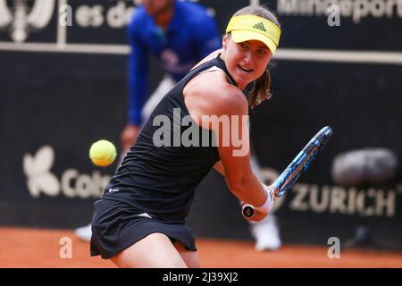 Bogota, Colombie. 6th avril 2022. Rebecca Perterson de Suède joue pendant le match contre Tatjana Maria d'Allemagne au tournoi Copa Colsanitas WTA le 6 avril 2022 à Bogota, Colombie. (Credit image: © Daniel Garzon Herazo/ZUMA Press Wire) Banque D'Images