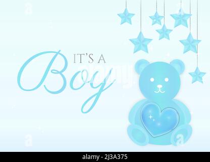 C'est une illustration vectorielle pour bébé garçon avec un ours bleu Illustration de Vecteur