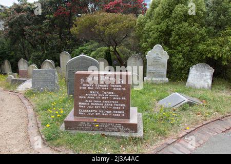 Nouvelle-Zélande, Wellington - janvier 11 2020 : vue des pierres à tête au cimetière de Bolton Street le 11 2020 janvier à Wellington, Nouvelle-Zélande. Banque D'Images