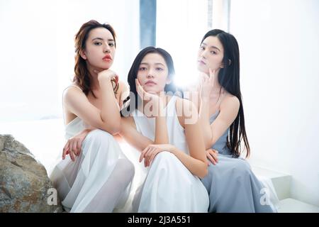 Photo de groupe de modèles féminins chinois nobles et à la mode - photo de stock Banque D'Images