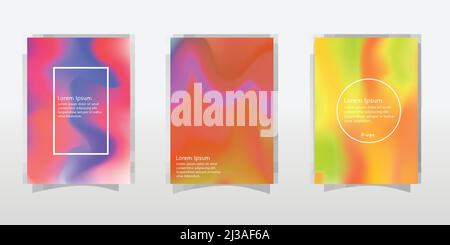 Arrière-plans holographiques définis. Textures multicolores lisses. Revers holographiques. Backdrop hologramme. Couleurs pastel tendance. Couverture ou interdiction de l'art holographique Illustration de Vecteur