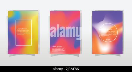 Ensemble d'affiches holographiques. Arrière-plans abstraits. Affiche futuriste holographique en maille de dégradé. 90s, 80s style rétro. Modèle graphique irisé Illustration de Vecteur