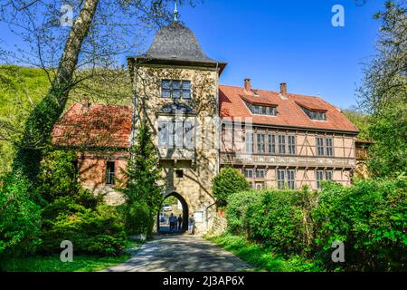 Tour de porte et maison de porte, Château de Schaumburg, Rinteln, Weserbergland, Basse-Saxe, Allemagne Banque D'Images