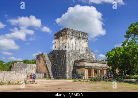 Temple Jaguar, El Templo del Jaguar, Chichen Itza, Yucatan, Mexique Banque D'Images