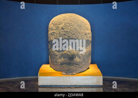 Olmec Colossal Head, Musée national Museo Nacional de Antropologia, Mexico, Mexique Banque D'Images