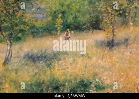 Angleterre, Londres, Somerset House, la galerie Courtauld, peinture intitulée « Spring, Chatou' par Pierre-Auguste Renoir en date du 1873 Banque D'Images