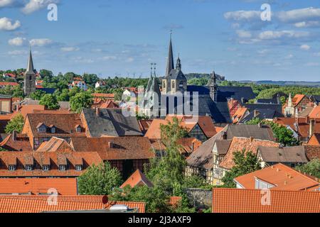 Vue d'ensemble, Vieille ville, Quedlinburg, Saxe-Anhalt, Allemagne Banque D'Images