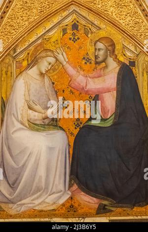 Angleterre, Londres, Somerset House, la Galerie Courtauld, retable peinture intitulée 'le couronnement de la Vierge' par Lorenzo Monaco en date de 1388 Banque D'Images