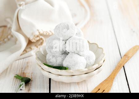 En-cas traditionnel japonais, Mochi aux haricots rouges, gâteau au riz Sticky Banque D'Images