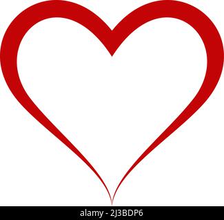 Cadre vectoriel en rouge. Arrière-plan blanc isolé. Illustration du logo coeur abstrait. Cadre romantique. Illustration de Vecteur