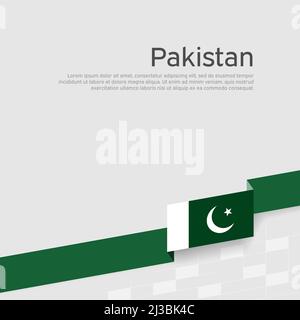 Arrière-plan du drapeau du Pakistan. Ruban couleurs drapeau du pakistan sur fond blanc. Affiche nationale. Conception à plat vectorielle. Couverture patriotique d'état, prospectus Illustration de Vecteur