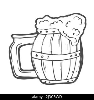 Tasse de bière Doodle. Éléments de croquis pour le festival de l'oktoberfest. Illustration de Vecteur