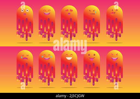 Collection emoji mignonne et amusante Illustration de Vecteur