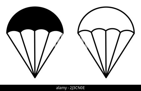 Icônes de parachute. Contour et vecteur plein. Illustration vectorielle isolée sur fond blanc Illustration de Vecteur