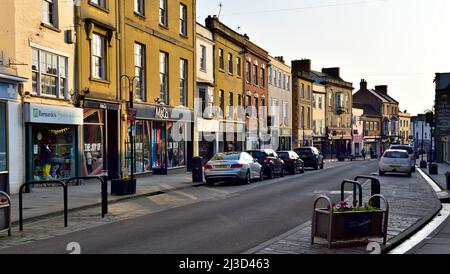 Wells, Somerset High Street buildings, magasins, Royaume-Uni Banque D'Images