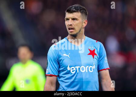 ROTTERDAM, PAYS-BAS - AVRIL 7: Ondrej Kudela de SK Slavia Prague pendant le quart finales UEFA Europa League match entre Feyenoord et Slavia Prague au Stadion Feijenoord de Kuip le 7 avril 2022 à Rotterdam, pays-Bas (photo de Herman Dingler/Orange Pictures) Banque D'Images