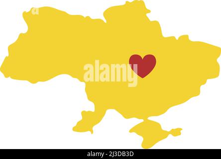 Illustration du vecteur du concept Stop War in Ukraine. Cœur, amour pour l'Ukraine, drapeau ukrainien et illustration de carte. Sauver l'Ukraine de la Russie. Illustration de Vecteur