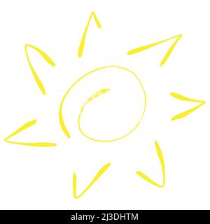 Dessin vectoriel simple et drôle dessiné à la main soleil Illustration de Vecteur