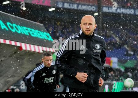 Rotterdam, pays-Bas. 07th avril 2022. Rotterdam - Gernot Trauner de Feyenoord pendant le match entre Feyenoord et SK Slavia Prague au Stadion Feijenoord de Kuip le 7 avril 2022 à Rotterdam, aux pays-Bas. Crédit : photos Box to Box/Alamy Live News Banque D'Images