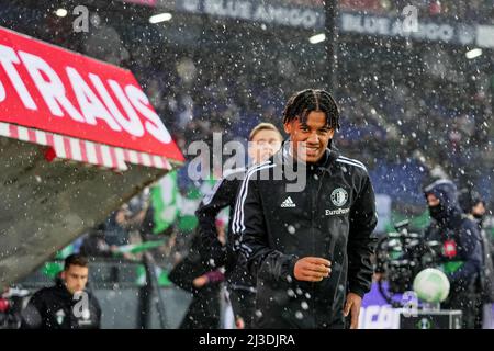 Rotterdam, pays-Bas. 07th avril 2022. Rotterdam - Mimeirhel Benita de Feyenoord pendant le match entre Feyenoord et SK Slavia Prague au Stadion Feijenoord de Kuip le 7 avril 2022 à Rotterdam, aux pays-Bas. Crédit : photos Box to Box/Alamy Live News Banque D'Images