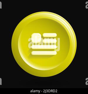 Icône documents 3D. App. Word Bouton rond jaune. Illustration vectorielle Illustration de Vecteur