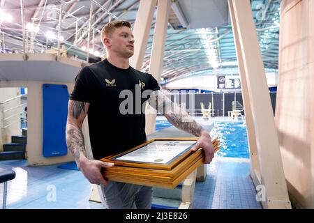 Adam Peaty, de Loughborough, en Caroline du Nord, au cours de la troisième journée des championnats britanniques de natation de 2022 au Centre international de natation de Ponds Forge, à Sheffield. Date de la photo : jeudi 7 avril 2022. Banque D'Images