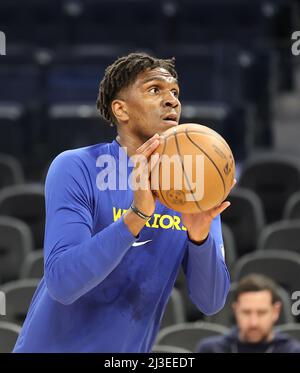 Chase Center, CA, 7th avril 2022 : Golden State Warriors vs Los Angeles Lakers, séance de pratique ahuée du match. Credit: Seshadri SUKUMAR/Alamy Live News Banque D'Images