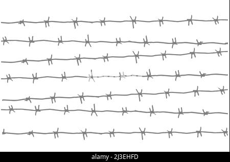 fil barbelé, motif silhouette gris sur fond blanc Illustration de Vecteur
