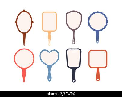 Miroir à main.ensemble de miroirs plats simples de différentes formes.Illustration vectorielle Illustration de Vecteur