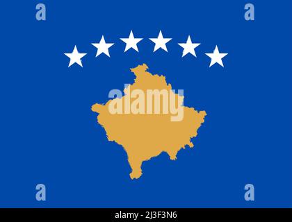 Drapeau du Kosovo. Illustration d'arrière-plan du symbole national peint par des traits de pinceau