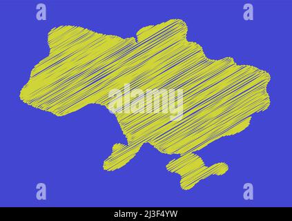Carte abstraite Ukraine. Carte de grattage simple jaune Illustration de Vecteur