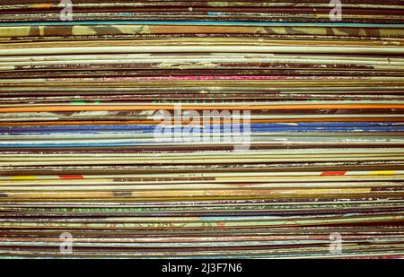 Pile de couvertures d'album classique en arrière-plan Banque D'Images