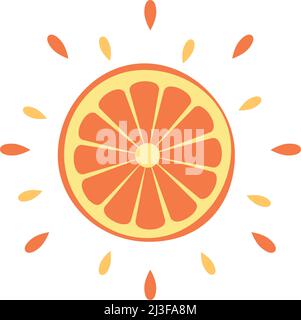 Icône abstraite orange juteuse avec splash sur fond blanc - illustration vectorielle Illustration de Vecteur