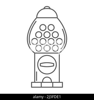 Icône de ligne de machine Gumball.Distributeur automatique rétro pour bonbons et bubblegums.Illustration vectorielle de fente de bonbons isolée sur fond blanc Illustration de Vecteur