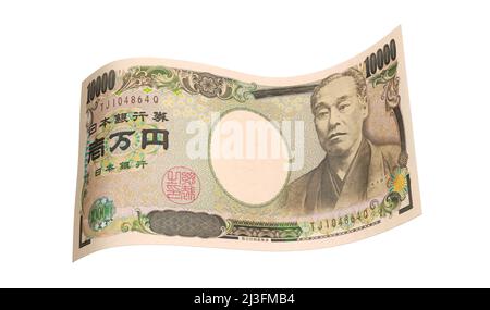 Billet de banque isolé de 10000 yens Banque D'Images