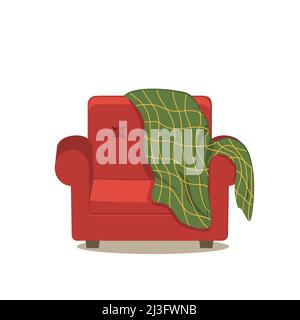 accueil intérieur fauteuil rouge, illustration vectorielle couleur plate Illustration de Vecteur