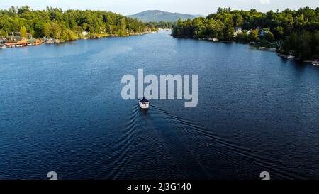 Lac Flower, lac Saranac, NY, États-Unis Banque D'Images