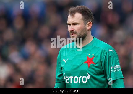 ROTTERDAM, PAYS-BAS - AVRIL 7 : gardien de but Ondrej Kolar de SK Slavia Prague pendant le quart de finale UEFA Europa League match entre Feyenoord et Slavia Prague au Stadion Feijenoord de Kuip le 7 avril 2022 à Rotterdam, pays-Bas (photo de Herman Dingler/Orange Pictures) Banque D'Images