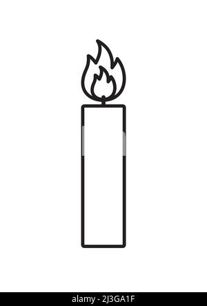 Vecteur noir contour bougie à combustion plate isolée sur fond blanc Illustration de Vecteur