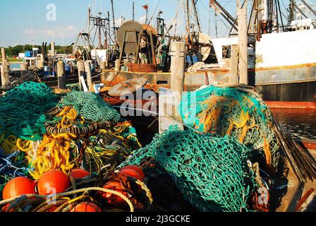 Bateaux de pêche commerciale dans le port de Montauk, long Island, New York Banque D'Images