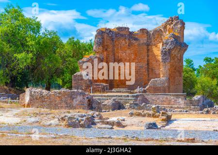 Ruines de Milreu d'une vila romaine à la région de l'Algarve au Portugal. Banque D'Images