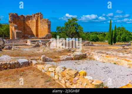 Ruines de Milreu d'une vila romaine à la région de l'Algarve au Portugal. Banque D'Images