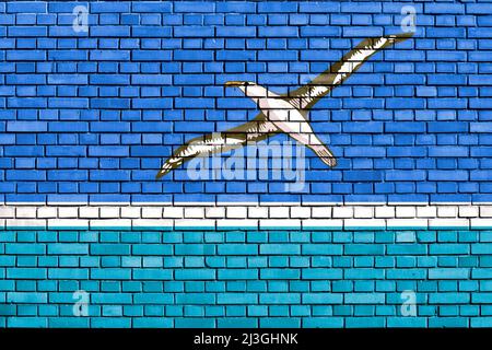 Drapeau de l'atoll Midway peint sur un mur de briques Banque D'Images