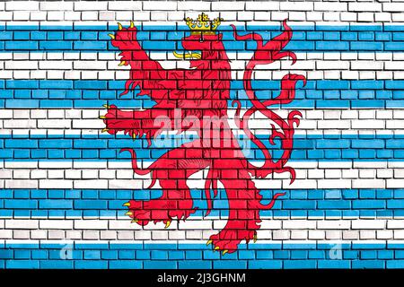 Variante drapeau de Luxembourg peint sur mur de briques Banque D'Images