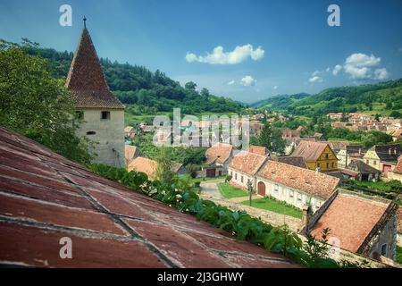 Biertan est l'un des plus importants villages saxons de Transylvanie, Roumanie Banque D'Images