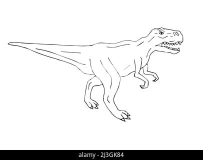 Vector noir dessin main esquisse tyrannosaur rex dinosaure isolé sur fond blanc Illustration de Vecteur